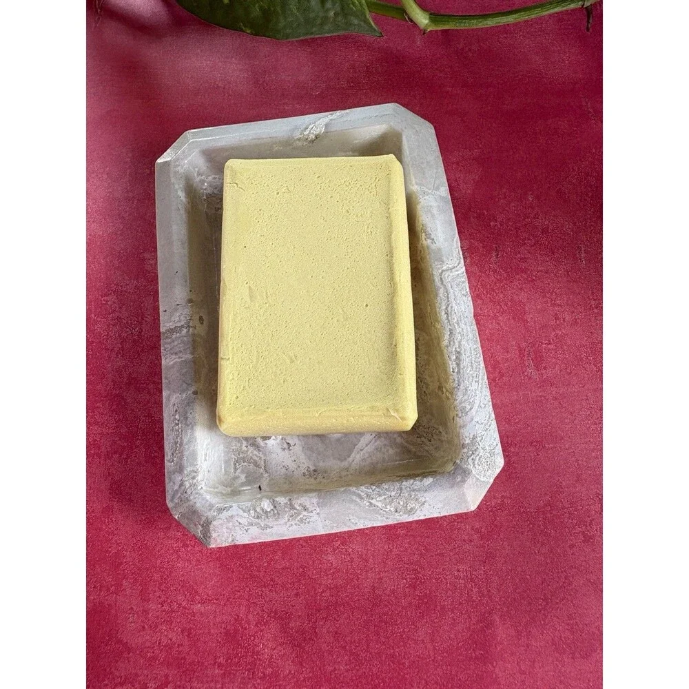 Handmade Soap Dish Cement Soap Holder Rectangular Bathroom Kitchen Marbled